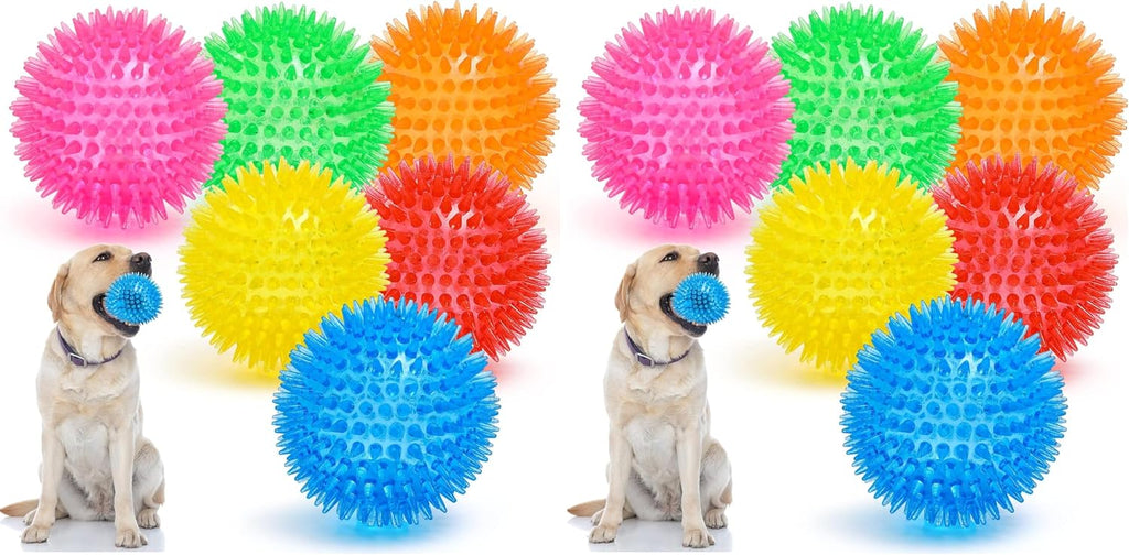 VITEVER 3.5" Squeaky Dog Toy Balls (6 Colors) Puppy Chew Toys for Teething, BPA Free Non-Toxic, Spikey Dog Balls for Medium, Large & Small Dogs, Durable Toys for Aggressive Chewers - Image 9