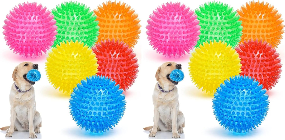 VITEVER 3.5" Squeaky Dog Toy Balls (6 Colors) Puppy Chew Toys for Teething, BPA Free Non-Toxic, Spikey Dog Balls for Medium, Large & Small Dogs, Durable Toys for Aggressive Chewers - Image 9