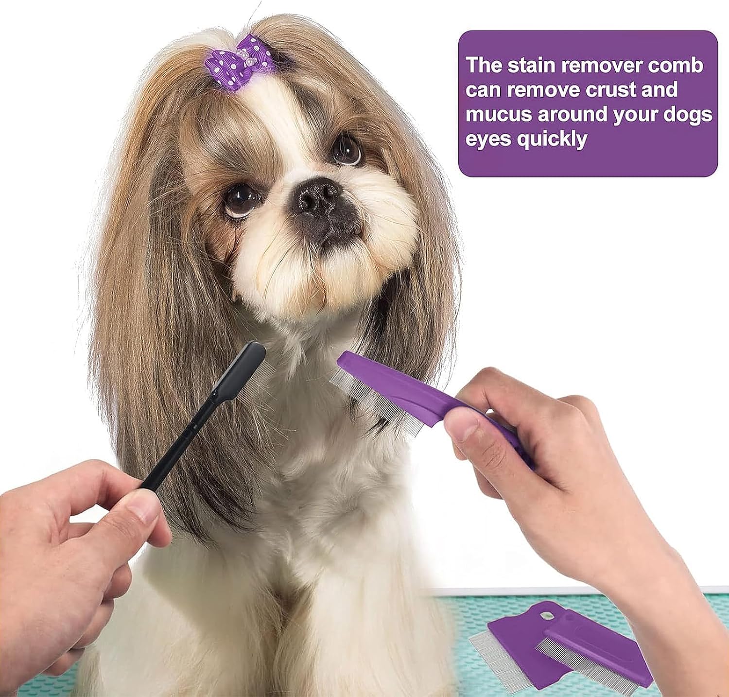 Side view of pet flea and lice removal comb