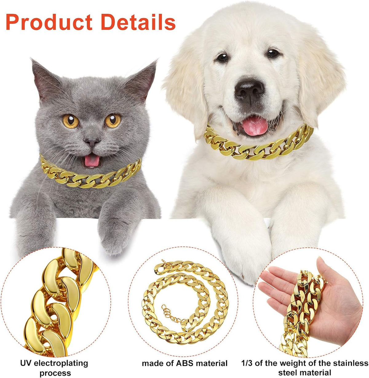 Demonstration of the smooth burr free surface of the gold plated dog costume accessory