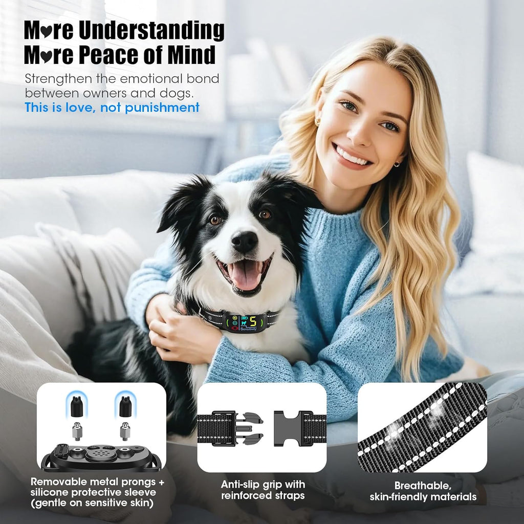 Oliry dog training collar demonstrating screen settings