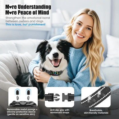 Oliry dog training collar demonstrating screen settings