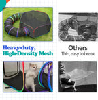 PLITTPETTS rainbow colored pet enclosure folded inside its compact storage bag