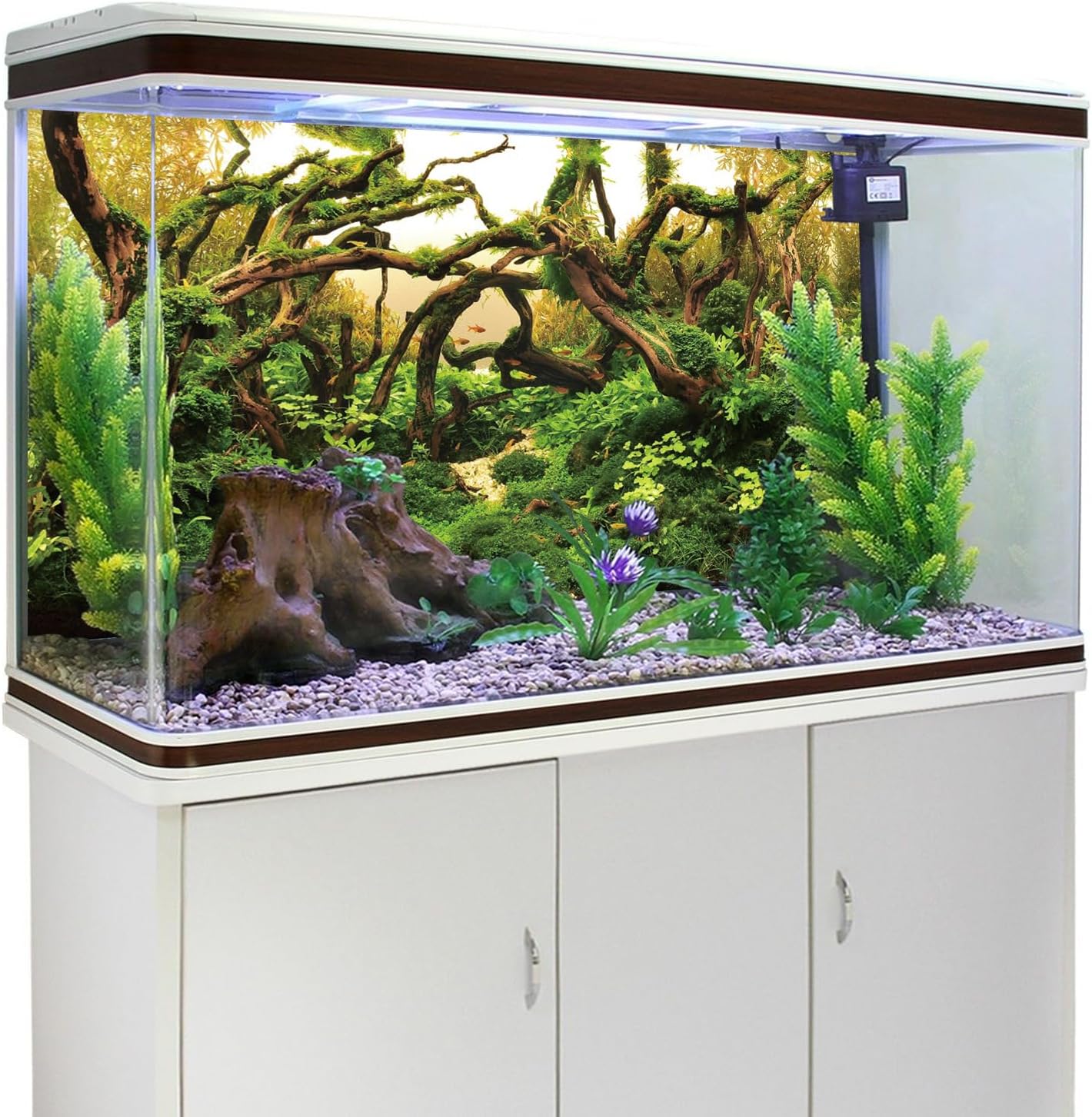 Jungle style aquascape scenery for large glass aquariums forty eight by twenty four inches