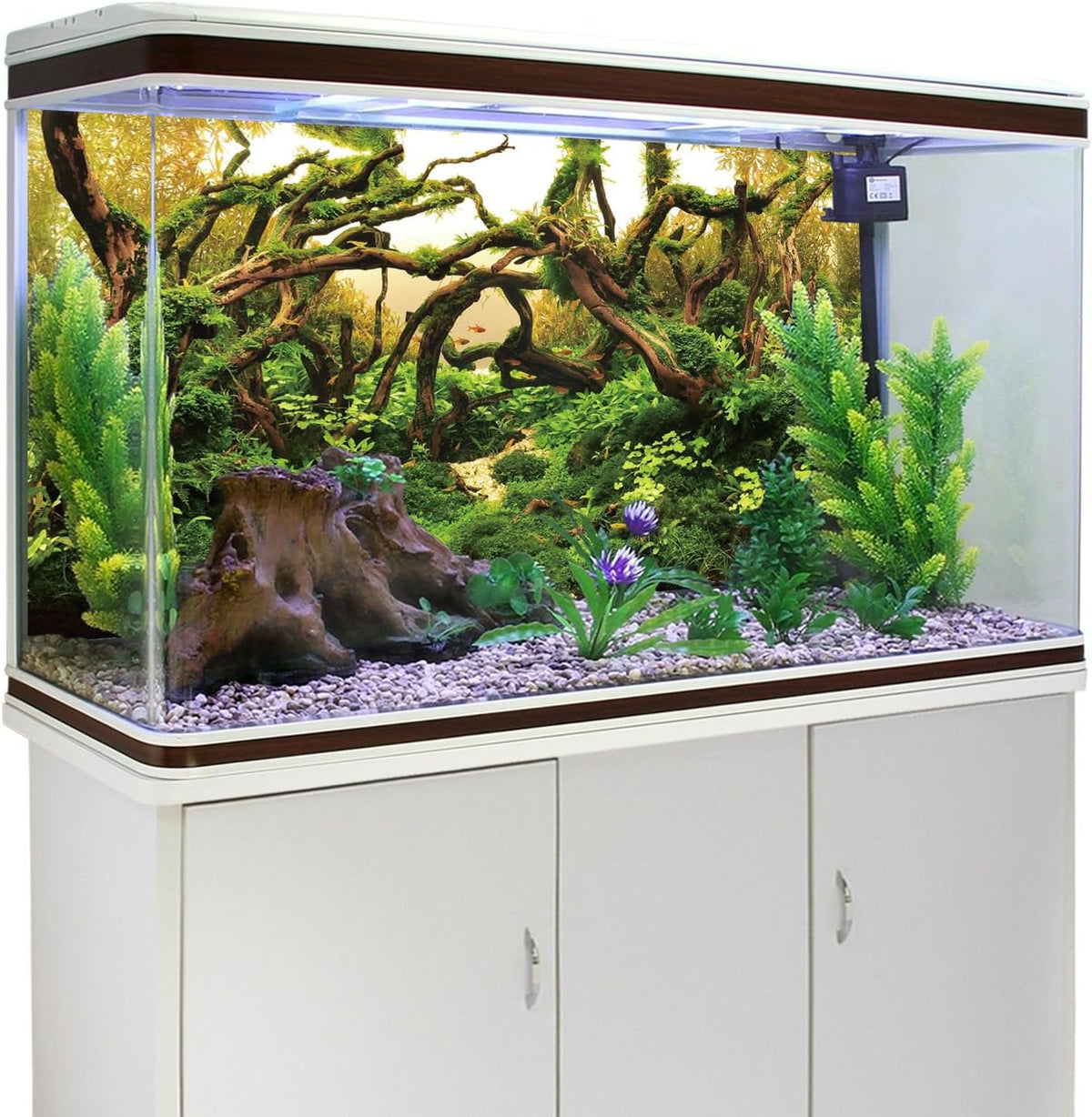 Jungle style aquascape scenery for large glass aquariums forty eight by twenty four inches
