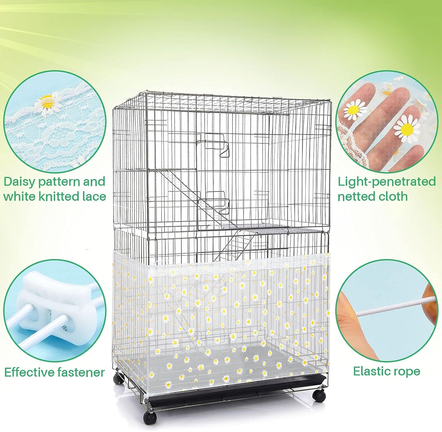 Close up view of the durable fade resistant nylon netting material on the Shappy bird cage protector