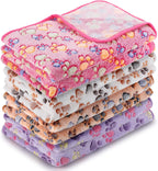 Tatuo 4 Pack Fleece Dog Blankets for Puppy Cats Multi-Size Sleep Mat for Pet Guinea Pig Soft Washable Warm Crate Bed Puppy Teething Toys Print Pattern Blanket Indoor(Mixed Color,24 x 16 Inch,Paw) - Image 15