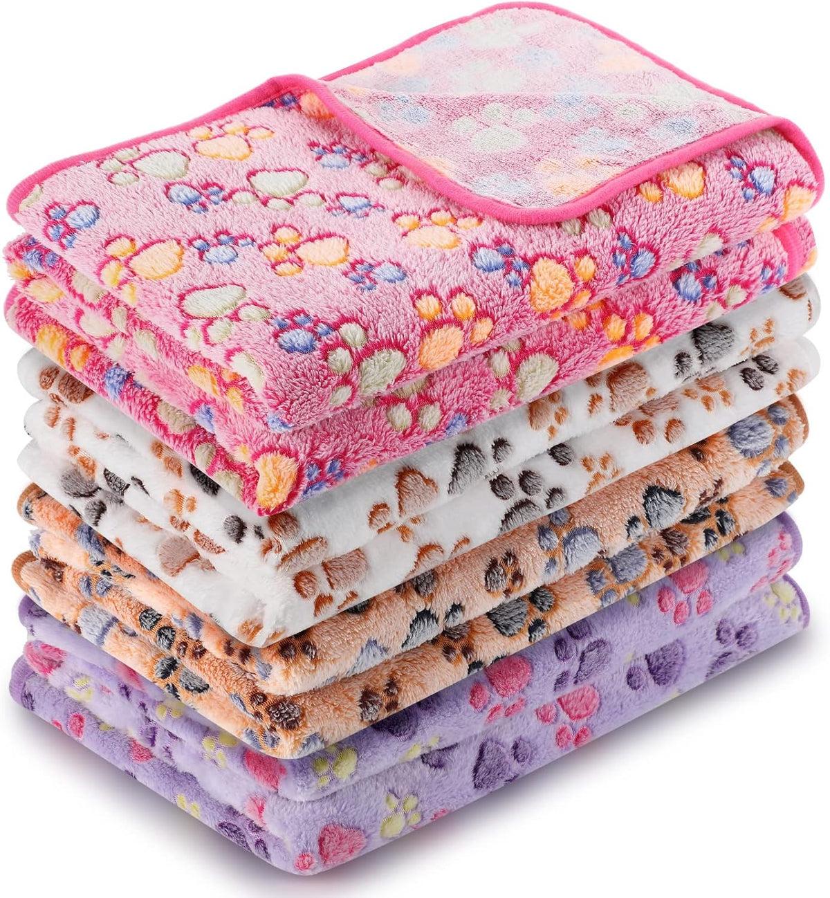Tatuo 4 Pack Fleece Dog Blankets for Puppy Cats Multi-Size Sleep Mat for Pet Guinea Pig Soft Washable Warm Crate Bed Puppy Teething Toys Print Pattern Blanket Indoor(Mixed Color,24 x 16 Inch,Paw) - Image 15