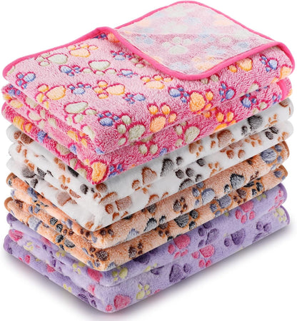 Tatuo 4 Pack Fleece Dog Blankets for Puppy Cats Multi-Size Sleep Mat for Pet Guinea Pig Soft Washable Warm Crate Bed Puppy Teething Toys Print Pattern Blanket Indoor(Mixed Color,24 x 16 Inch,Paw) - Image 15