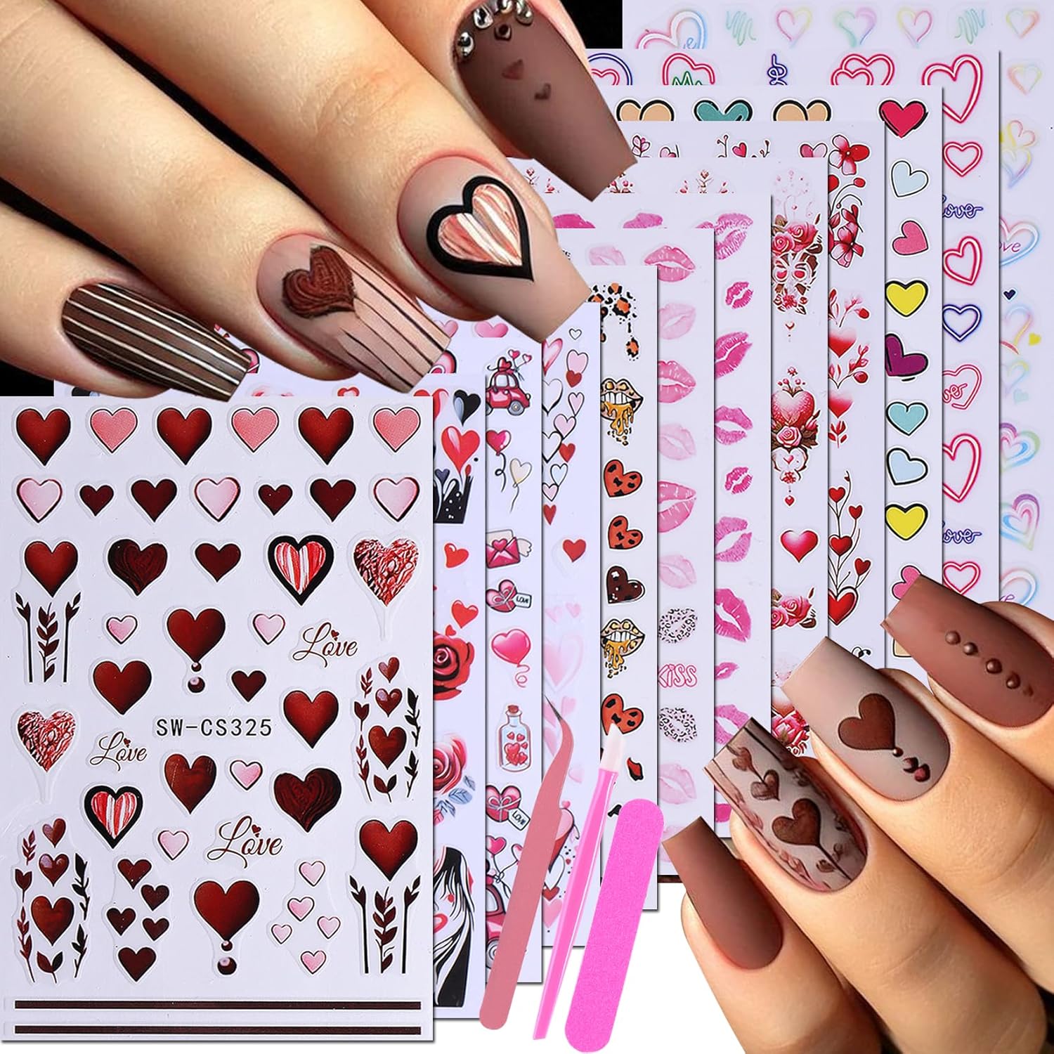 NewCraft Valentine's Day 3D nail art stickers front view