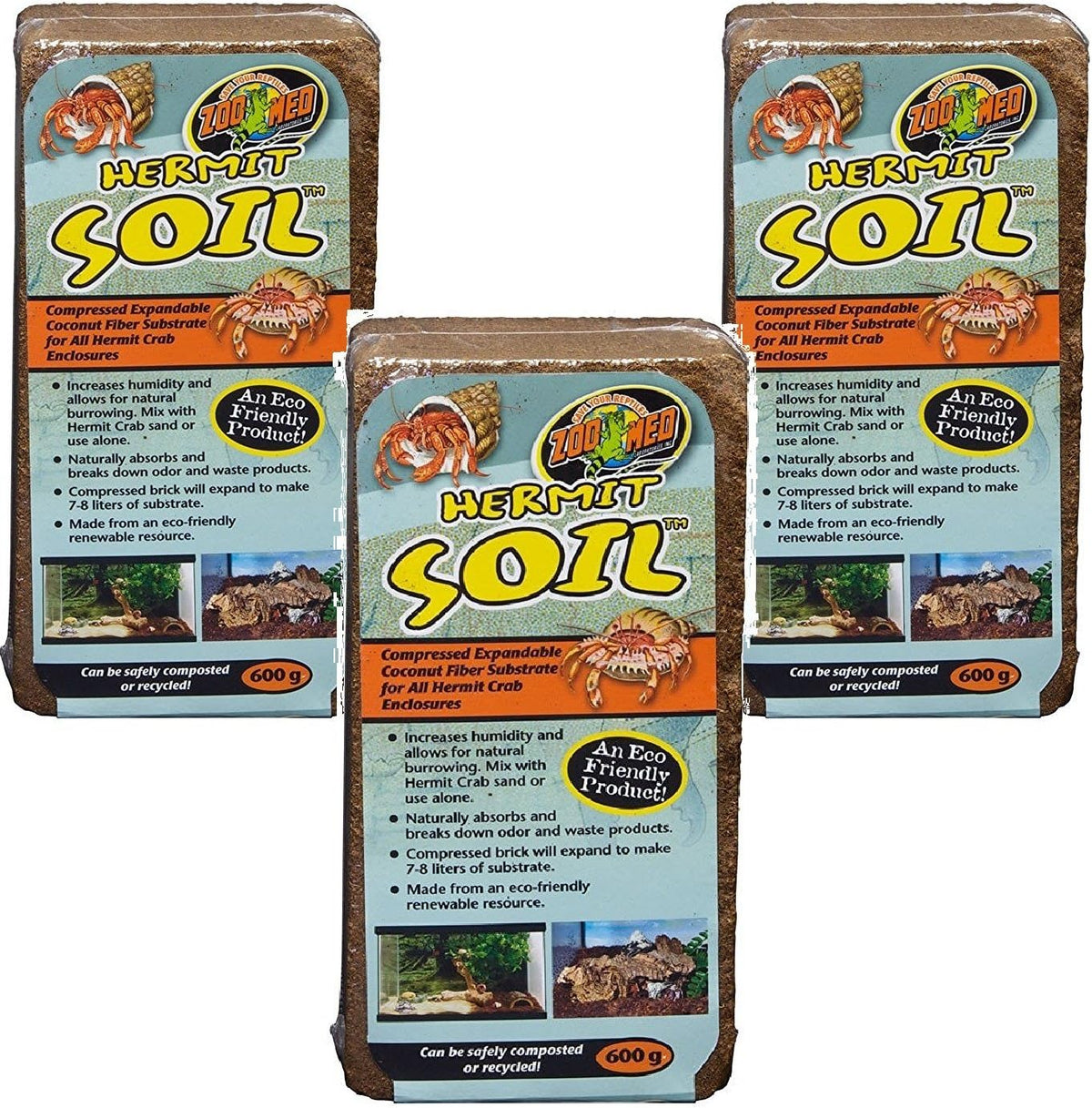 Zoo Med Hermit Soil Coconut Fiber Brick front view terrarium substrate