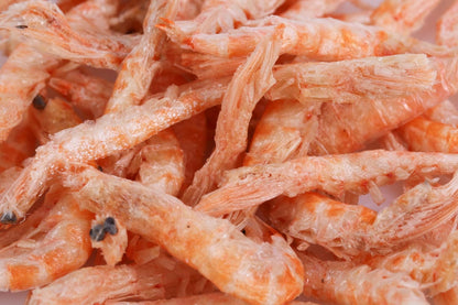 Nutrient rich freeze dried krill shrimp food texture close up view