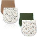Hahafelt mallard duck baby burp cloths four piece set front view showing classic green and brown solid colors
