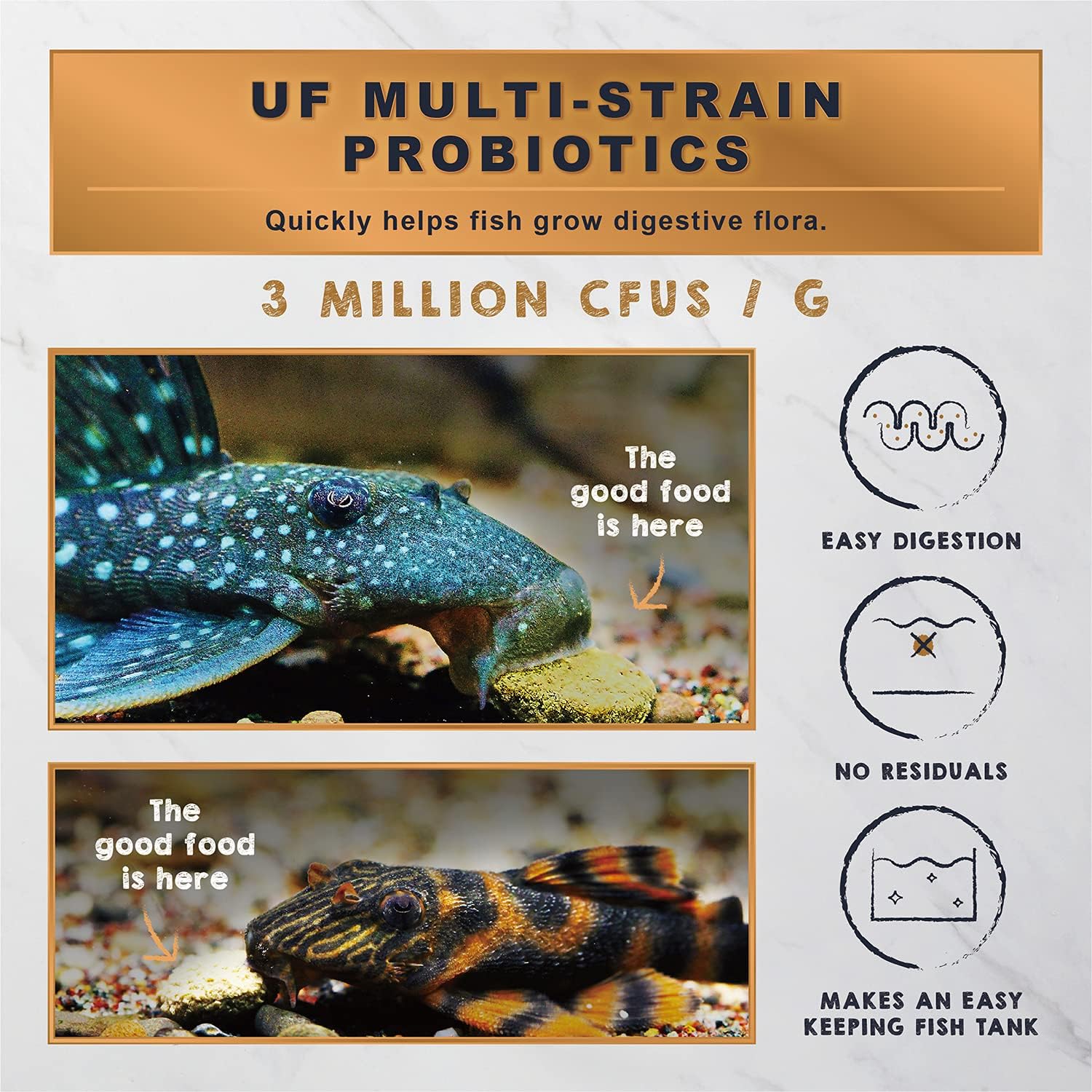 Ultra Fresh premium spirulina and sword prawn fish diet back package