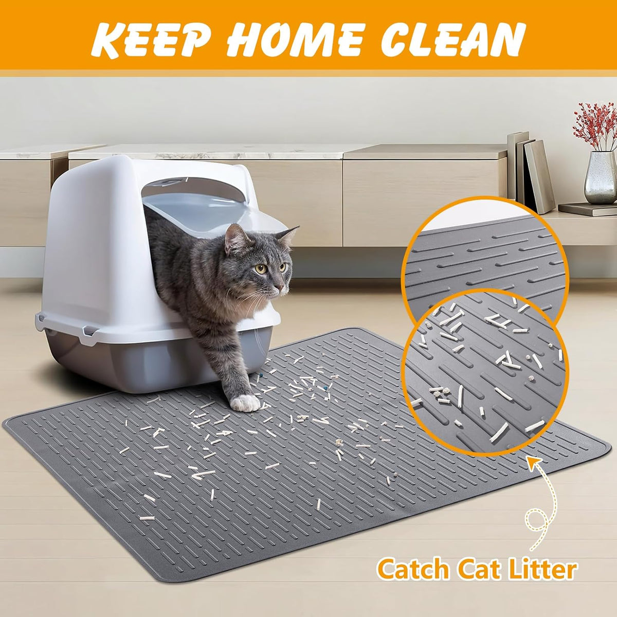 Ondware pet feeding mat raised edge design preventing liquid floor spills.
