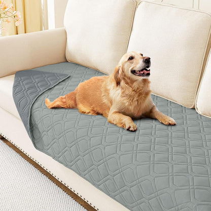 Hyha waterproof dog bed blanket front view on a grey sofa