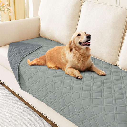 Hyha waterproof dog bed blanket front view on a grey sofa