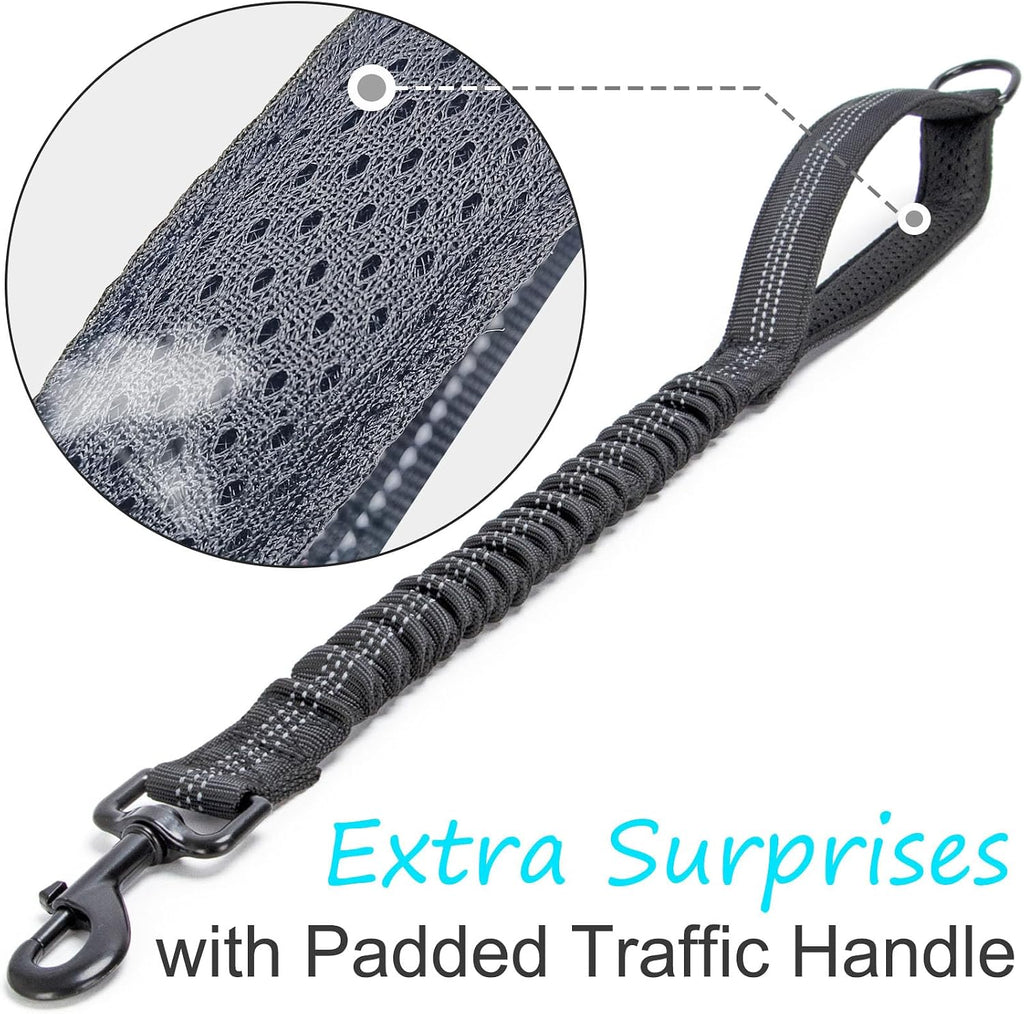 Close up of Mycicy shock absorbing leash extension mesh padded traffic handle
