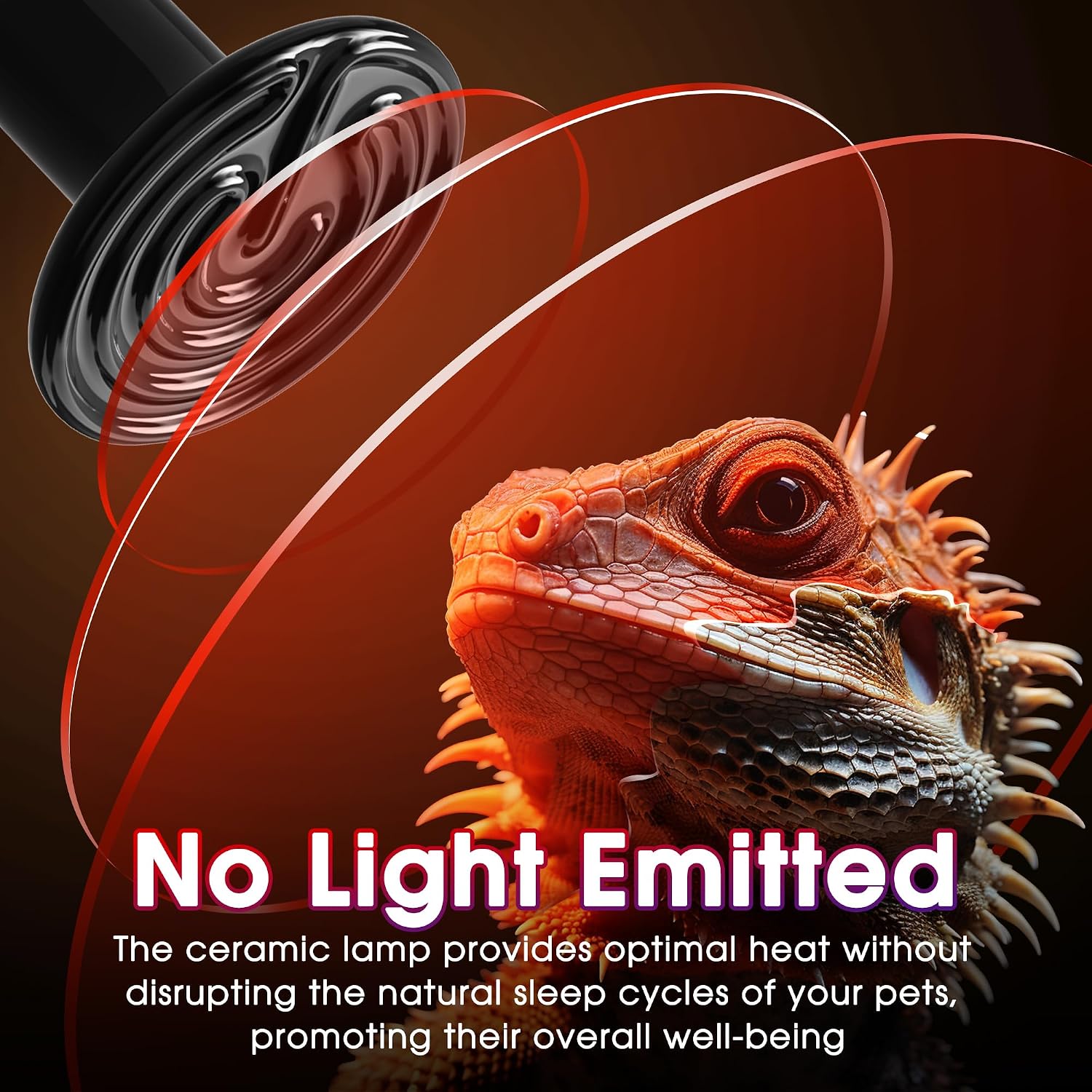 Close up view of the durable ceramic construction and E26 screw base on the DaToo reptile heat lamp.