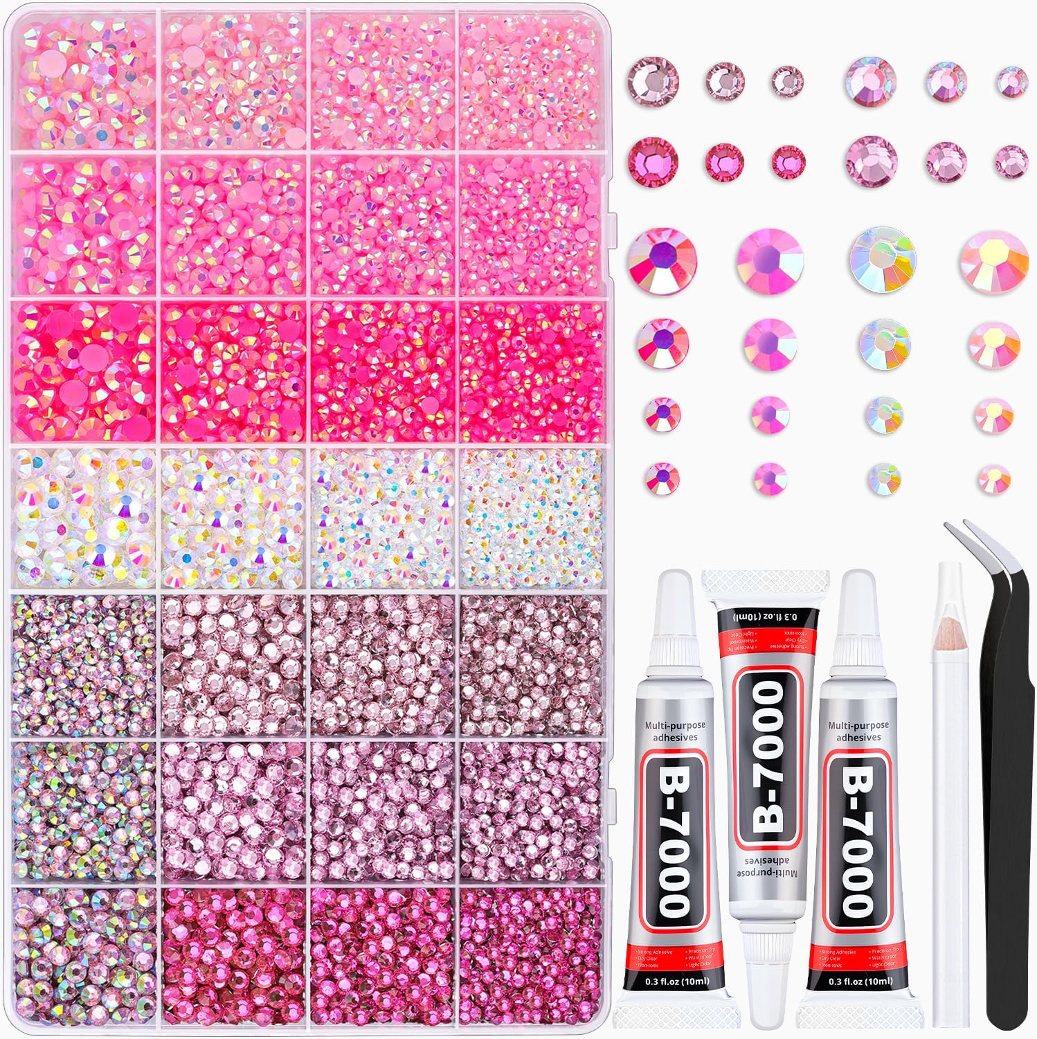 Belleboost 20000 piece pink rhinestone bedazzling kit front view