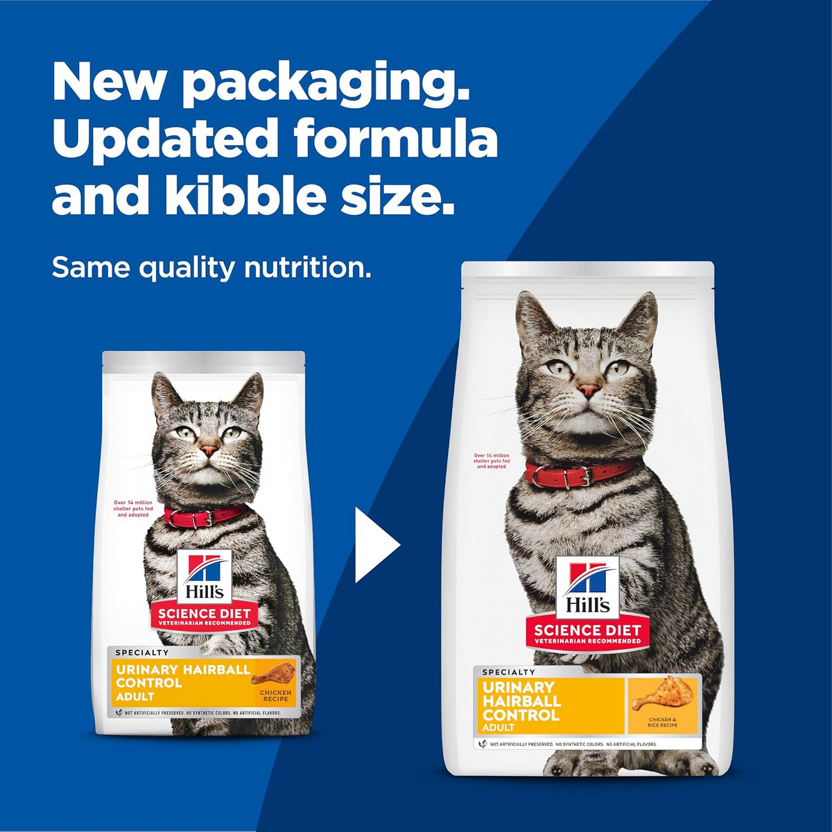 Hill's Science Diet Adult Urinary Hairball Control dry cat food kibble size and texture