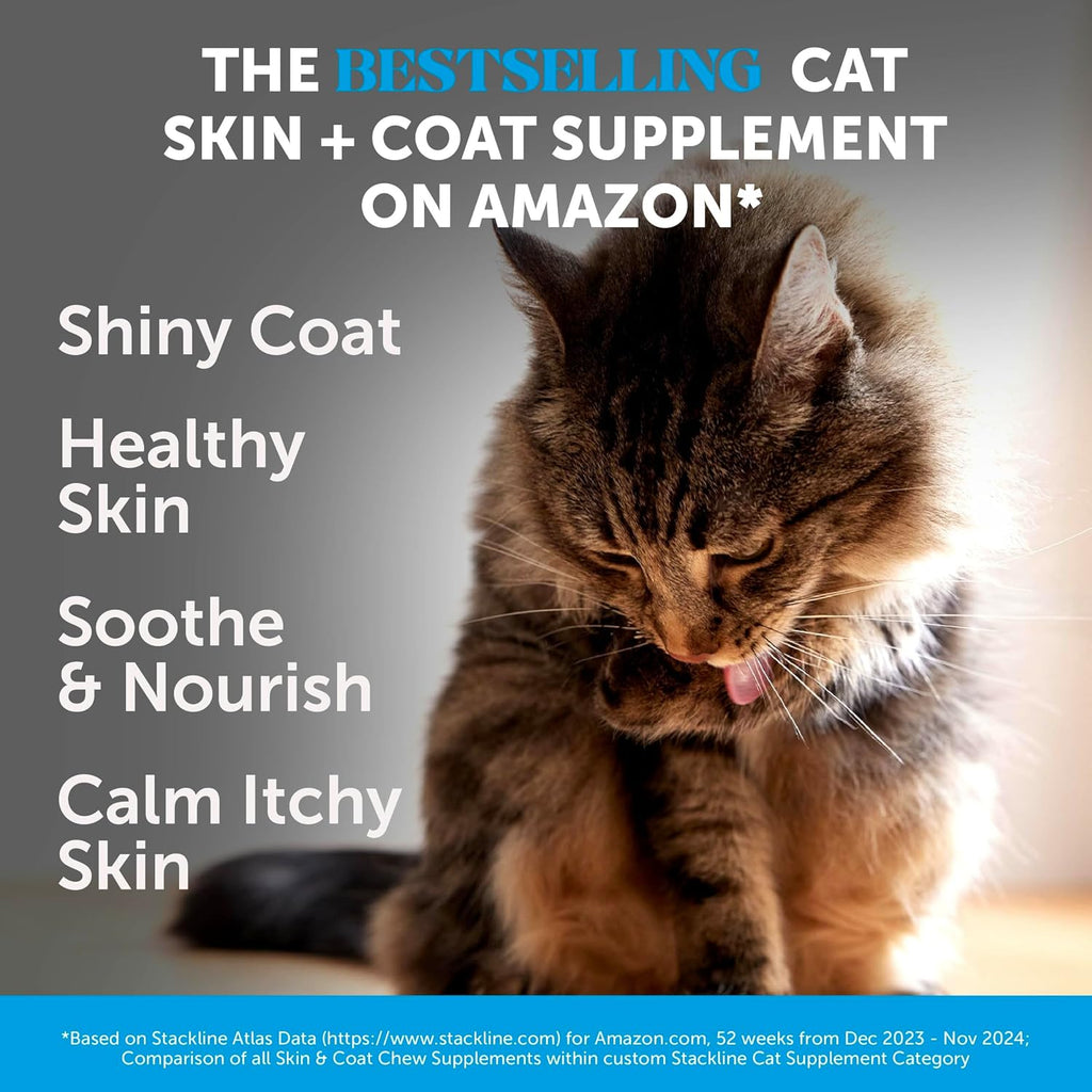 Pet Honesty crunchy creamy dual texture cat chews with salmon oil and biotin.