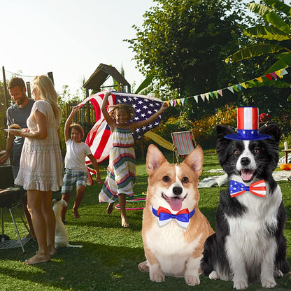 Uncle Sam dog top hat with American flag pattern