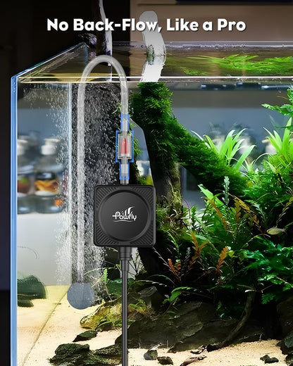 Pawfly nano air pump mounted on fish tank edge