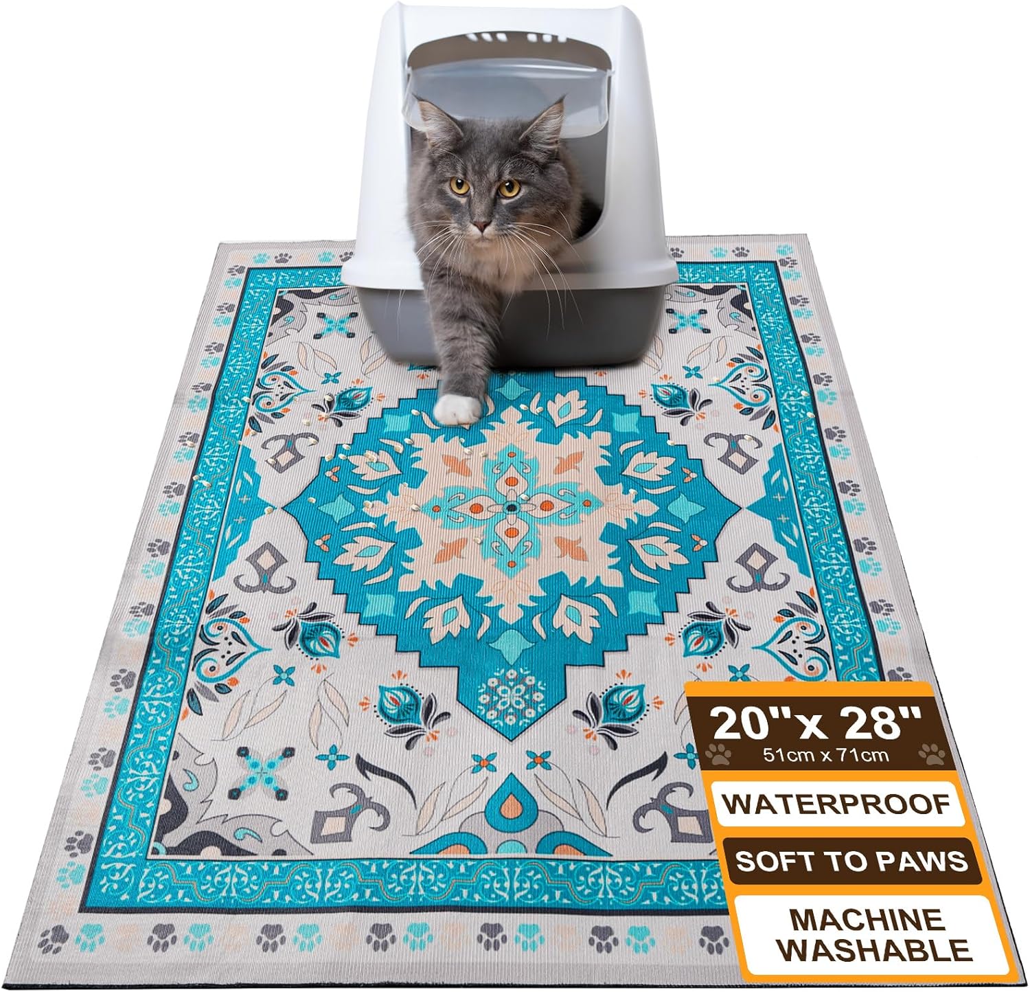 BEAUTYZOO Cat Litter Mat - 28"x 36" Large Litter Trapping Mat, Easy to Clean Litter Box Mat for Scatter Control, Waterproof, Urine-Proof, Non-Slip Kitty Litter Mats for Floor, Grey - Image 11