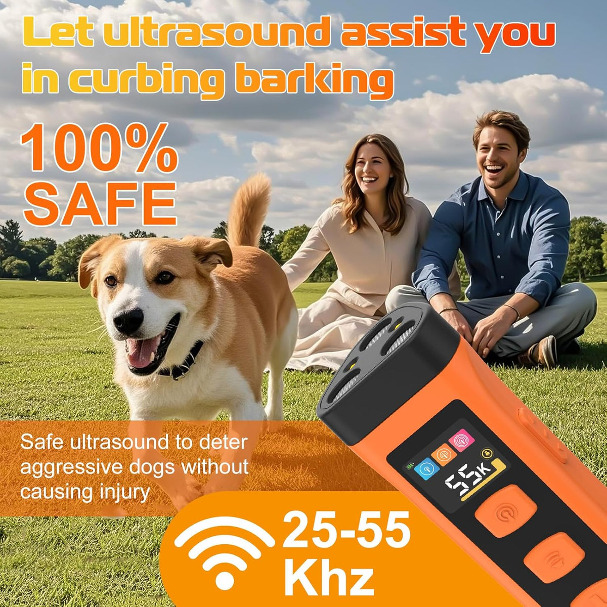 Kqmop humane dog training device with portable lanyard
