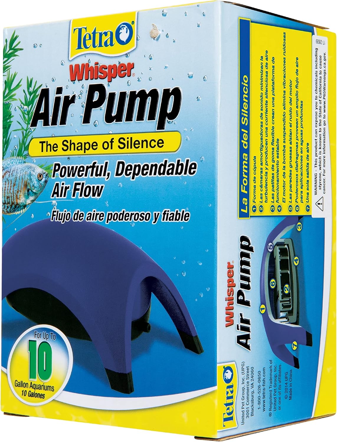 Top view of Tetra Whisper aquarium aeration device