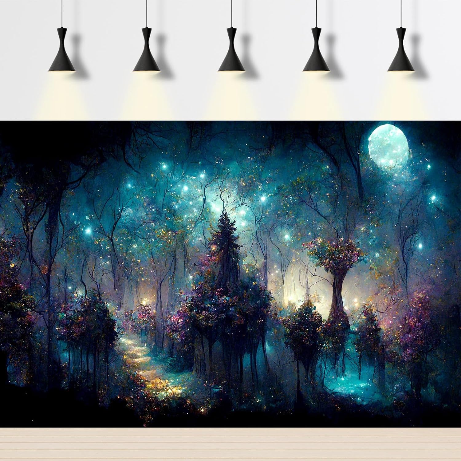 Riivvdise vinyl cloth mysterious foggy forest backdrop for reptile habitats and vivariums.