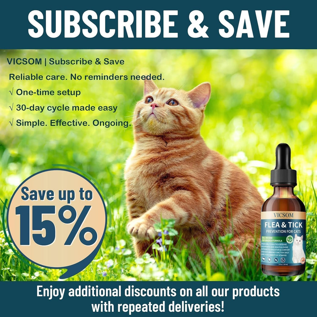 Natural flea and tick supplement for sensitive cats dropper top