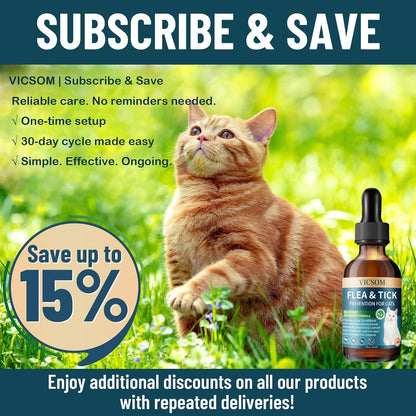 Natural flea and tick supplement for sensitive cats dropper top