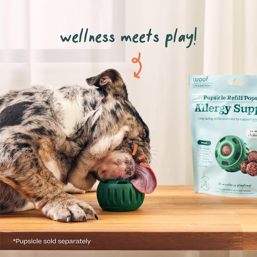 WOOF dog allergy support wellness pops unpackaged illustrating the large size shape.