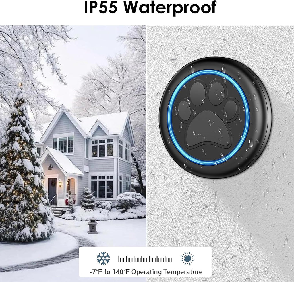 Pet interacting with wireless doorbell to go outside