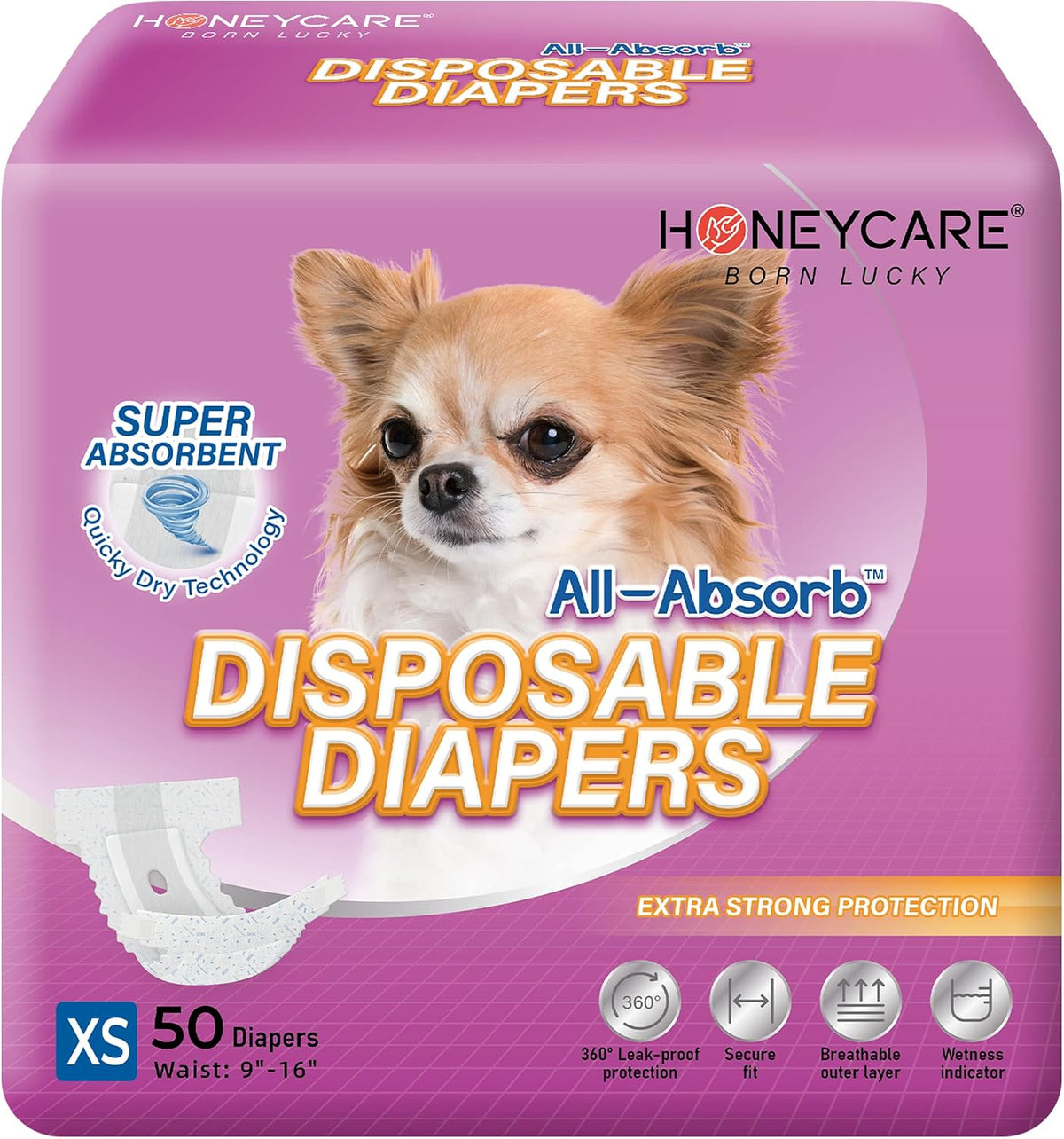 HONEY CARE All-Absorb Disposable Female Dog Diapers Small Size, Improved, 40 Count, Super Absorbent, Breathable, Wetness Indicator (Pack of 1, 40 Count Total) - Image 13
