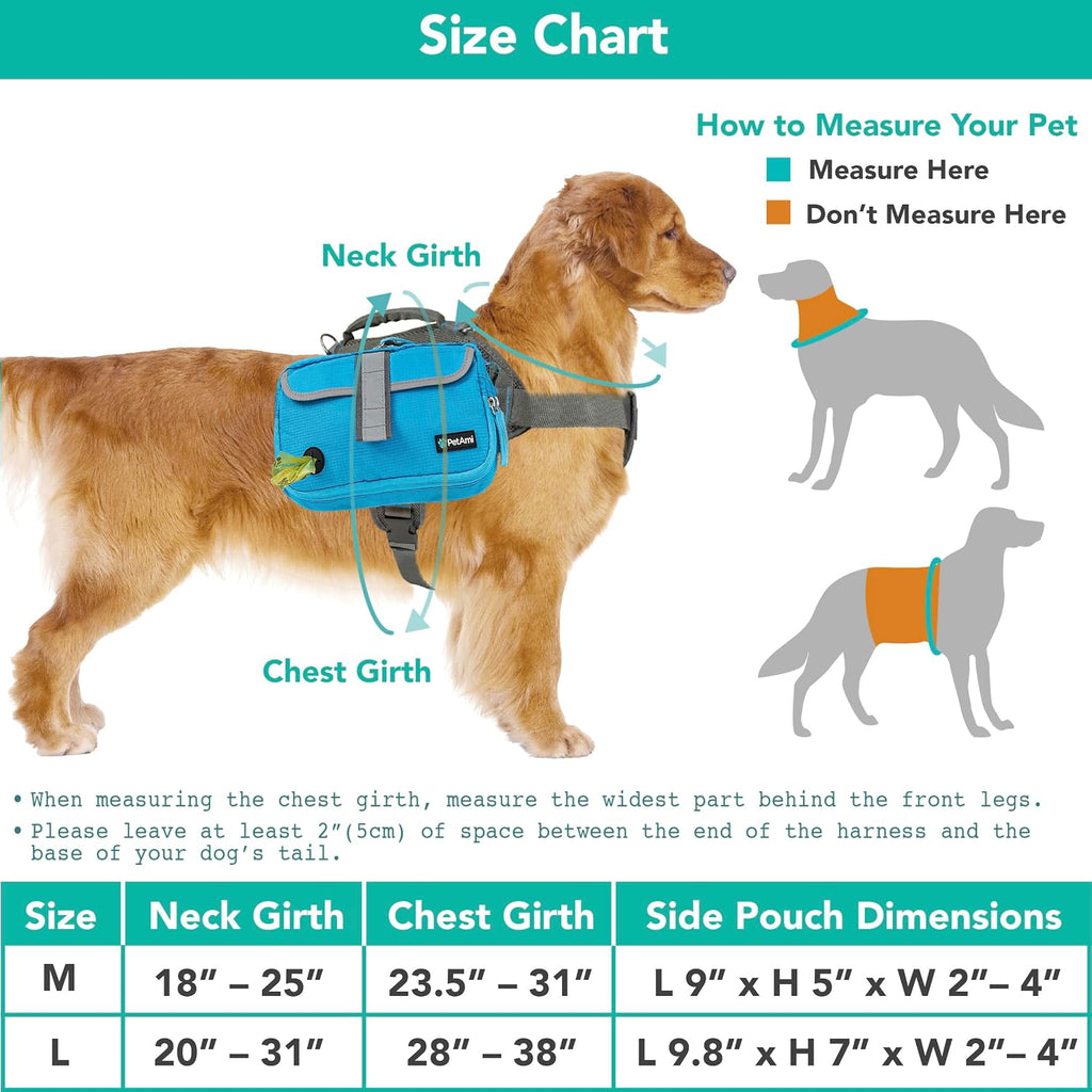 PetAmi dog saddlebag top view featuring reinforced grab handle
