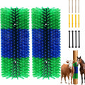 Tagysh livestock scratching brush two pack front view heavy duty farm animal scratcher post mount