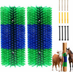 Tagysh livestock scratching brush two pack front view heavy duty farm animal scratcher post mount