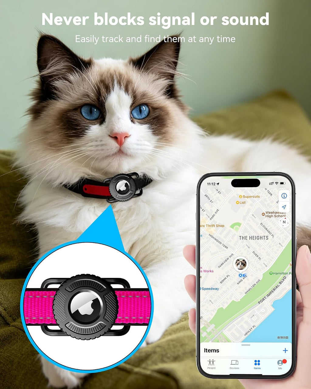 Premium tracking device holder showing its compact and lightweight design for small dogs