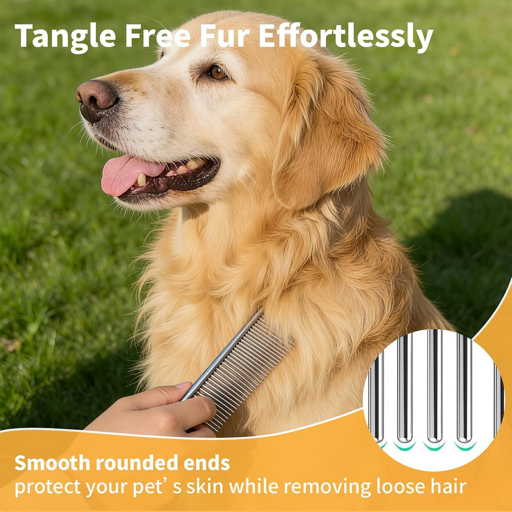 Stainless steel pet grooming comb set for long hair