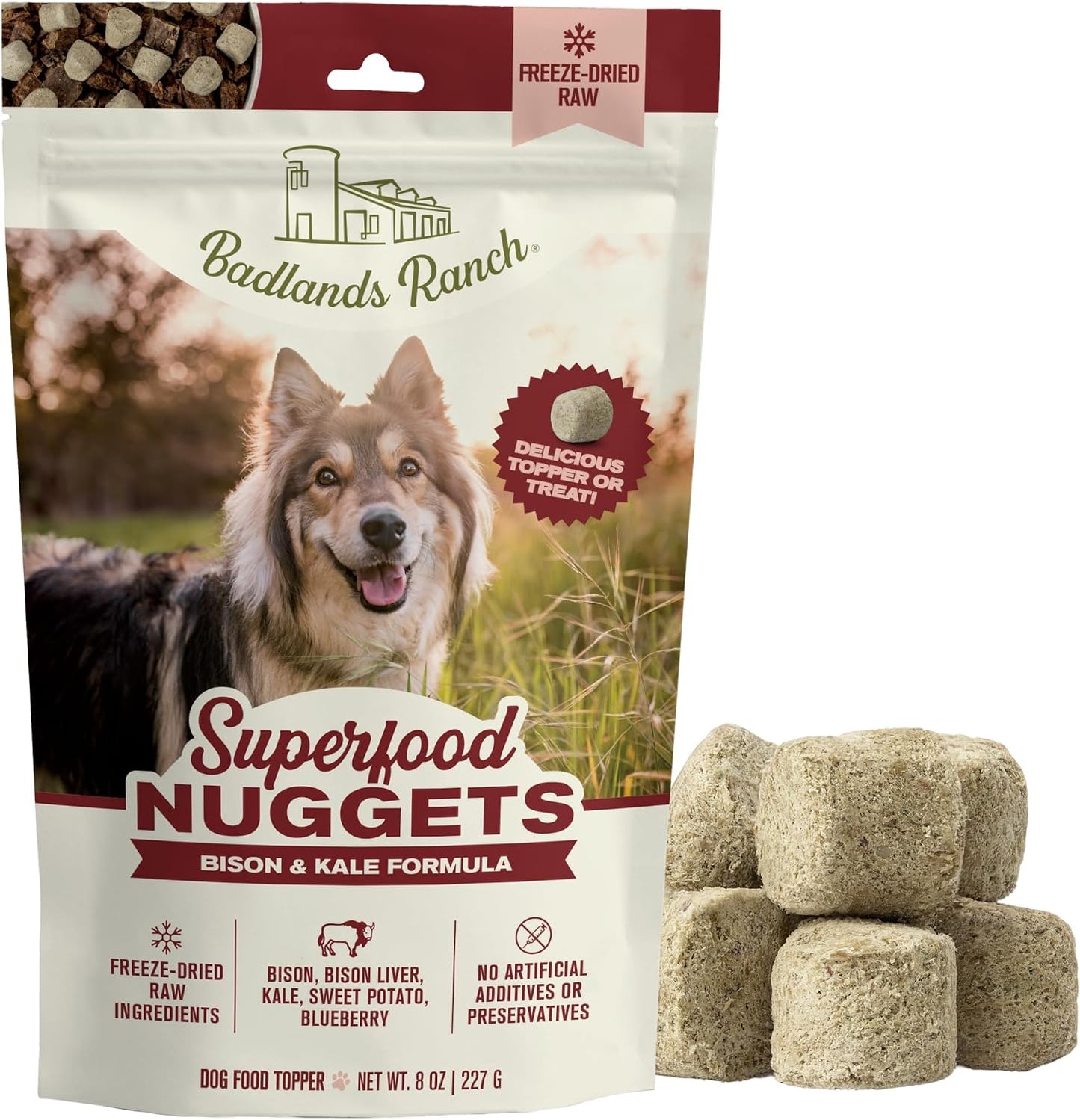 BADLANDS RANCH Superfood Nuggets - Freeze-Dried Raw Dog Treat & Food Topper, Nutrient-Dense Duck & Kale Formula, High Protein, No Artificial Additives, 8oz Bag - Image 12