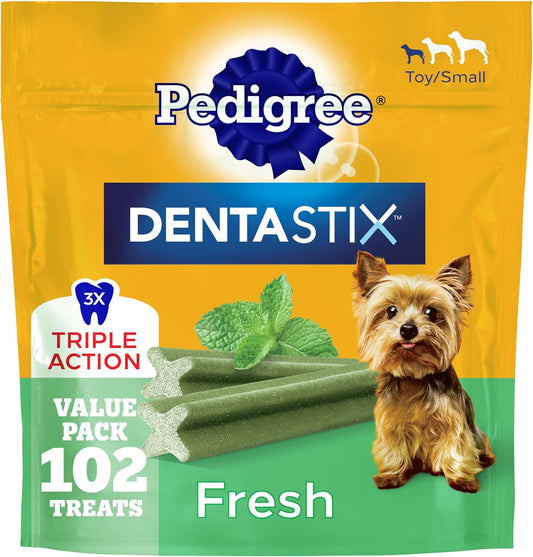 Pedigree Dentastix Fresh small dog dental treats front view packaging