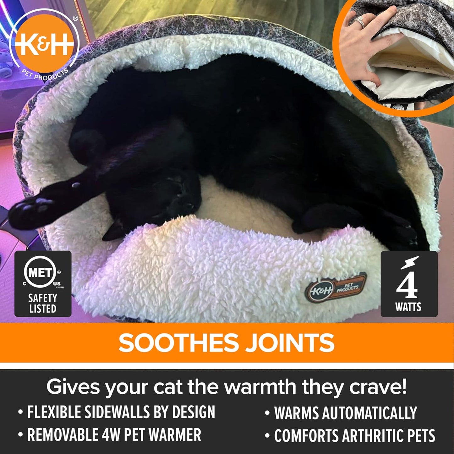 Removable heating pad for K&H pet bed
