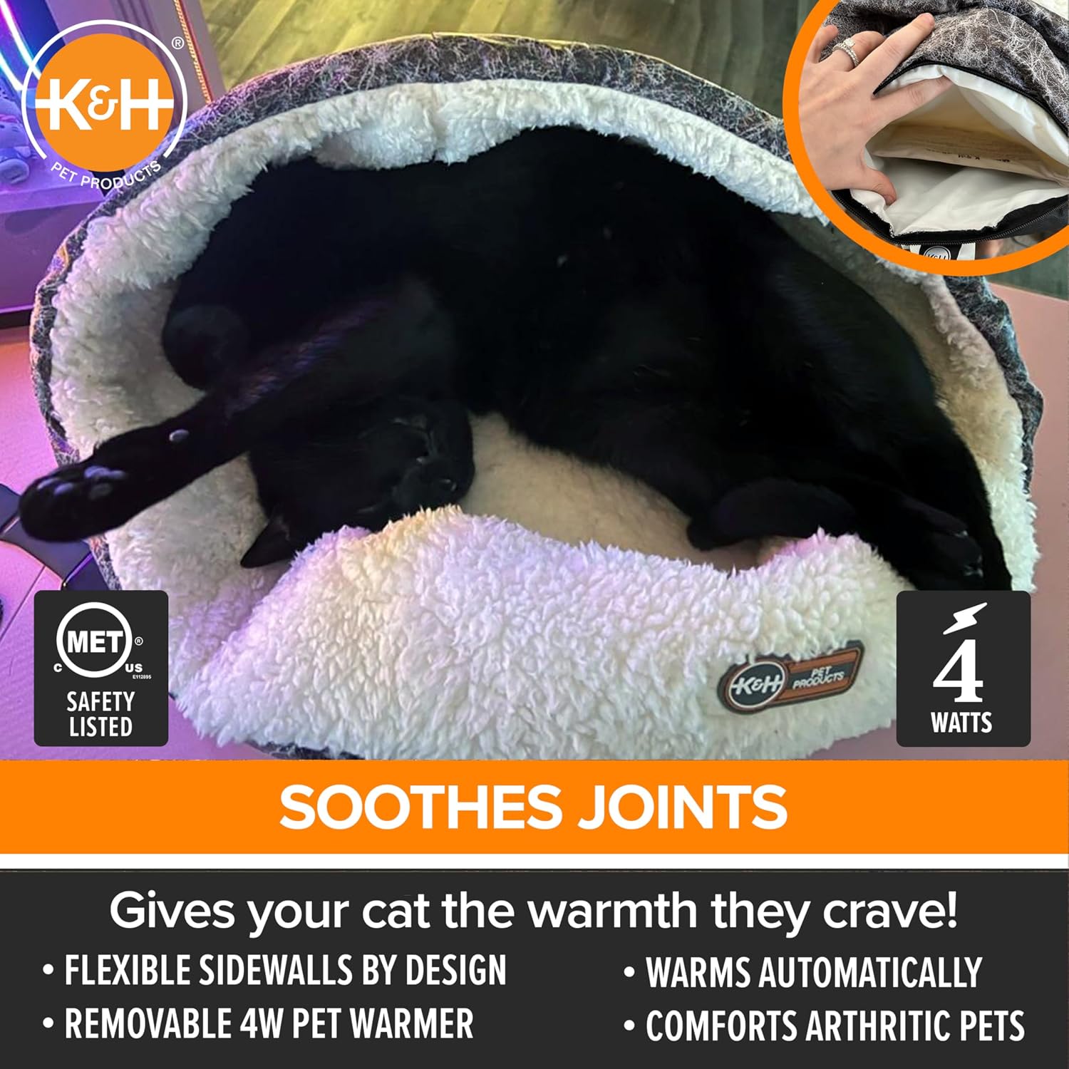 Removable heating pad for K&H pet bed