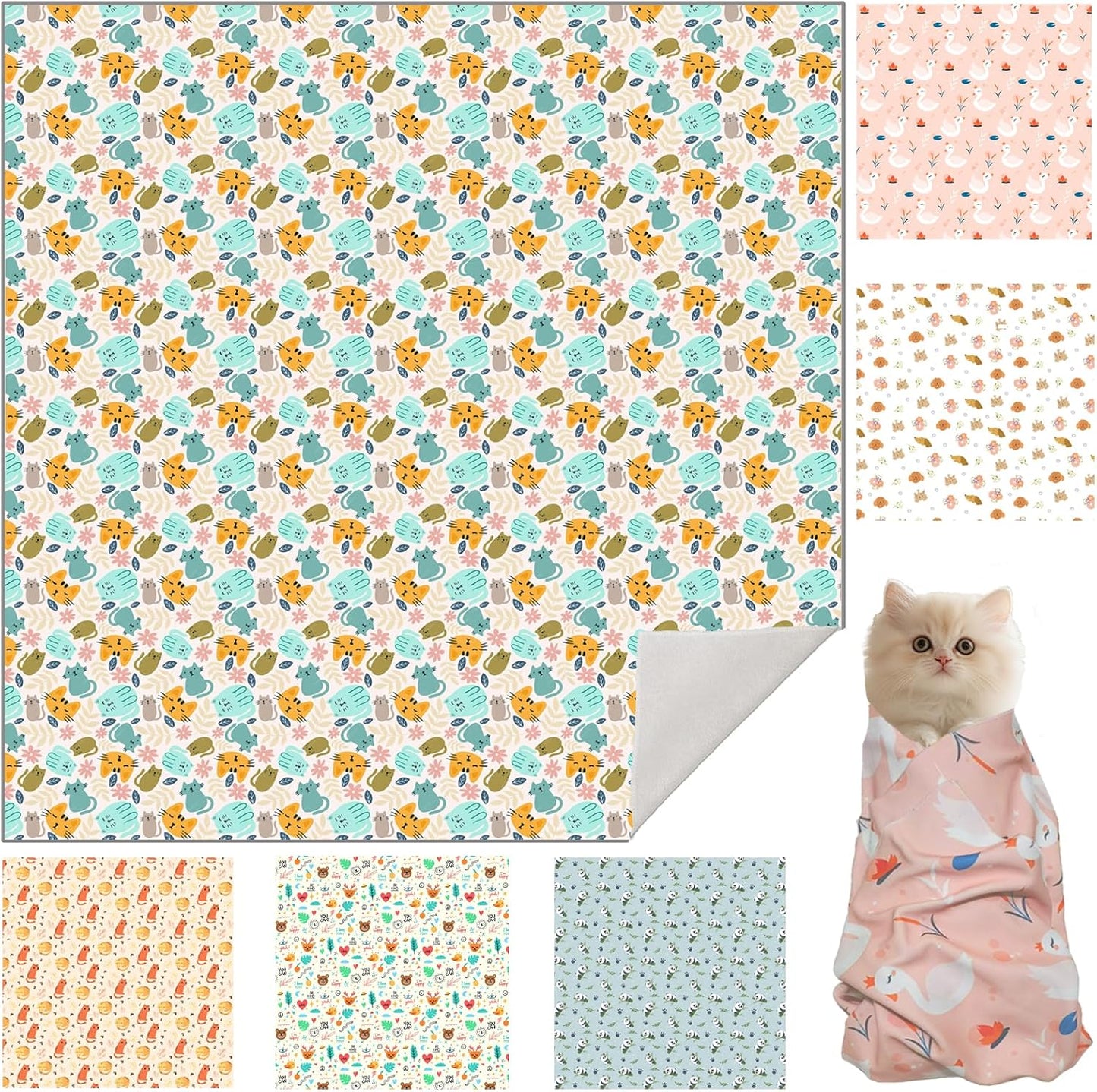 27.6" Cat Grooming Wrap, Cat Wrap for Cutting Nails, Self-Adherent Fabric Wrap for Cats, Cat Burrito Wrap Anti-Scratch, Anti-Escape, Multifunctional Swaddle Wrap Pet Tool (Funny Bear, X Large) - Image 11