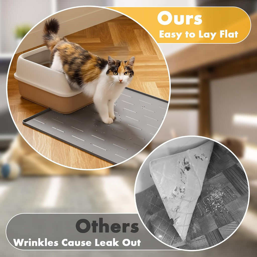 Waterproof silicone cat mat showing the raised edge spill protection feature