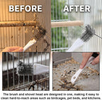 Stiff nylon bristle dual-head brush for scrubbing rabbit and hamster cage accessories.