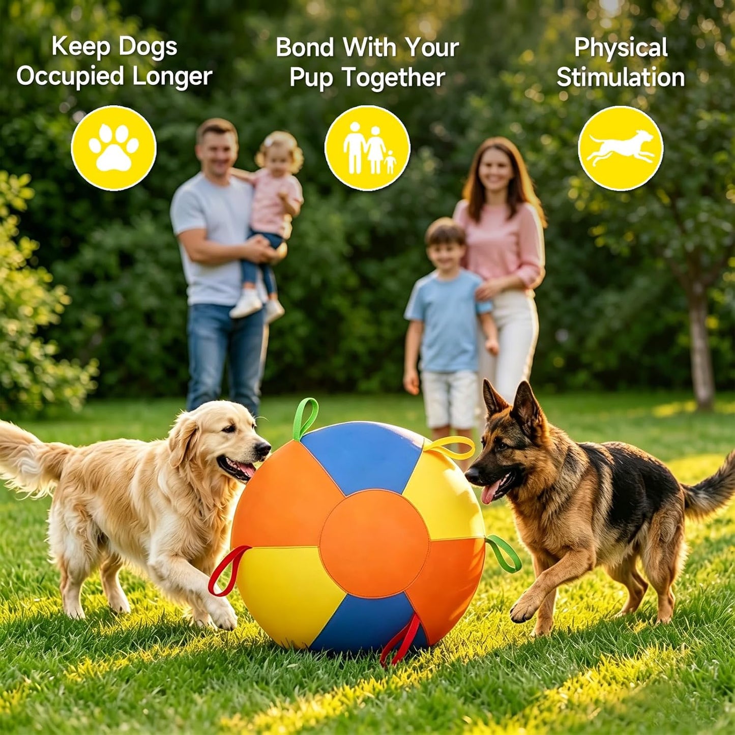 Size comparison of 18 inch PawWorn herding ball for dogs
